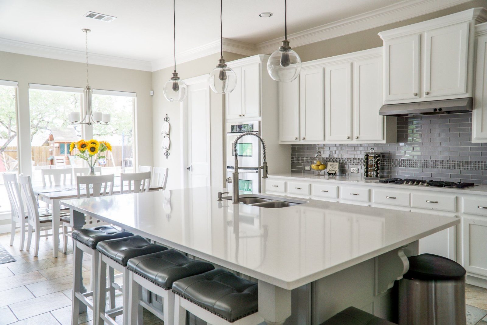 Modern white kitchen cabinet refinish